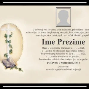 Muška osmrtnica D90 Križ i knjiga
