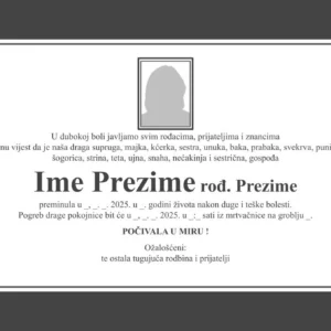 Ženska osmrtnica Bez simbola