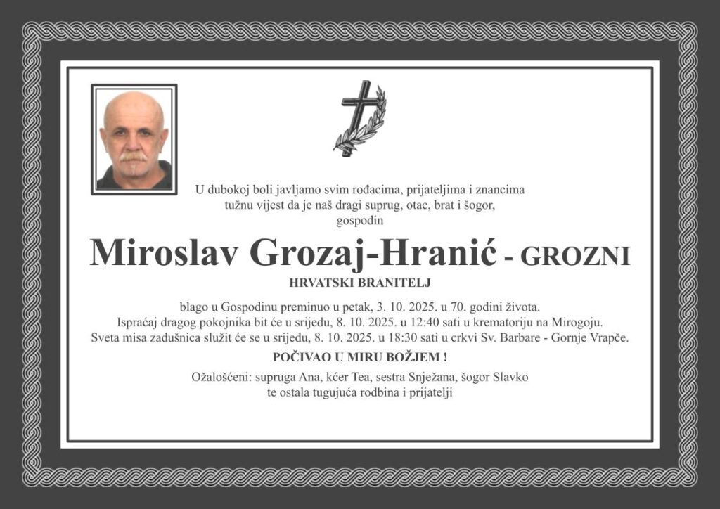 Miroslav Grozaj Hranić osmrtnica D50 Pleter