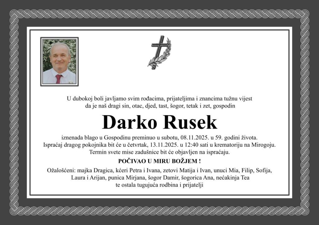 Darko Rusek Muška osmrtnica D50 Pleter
