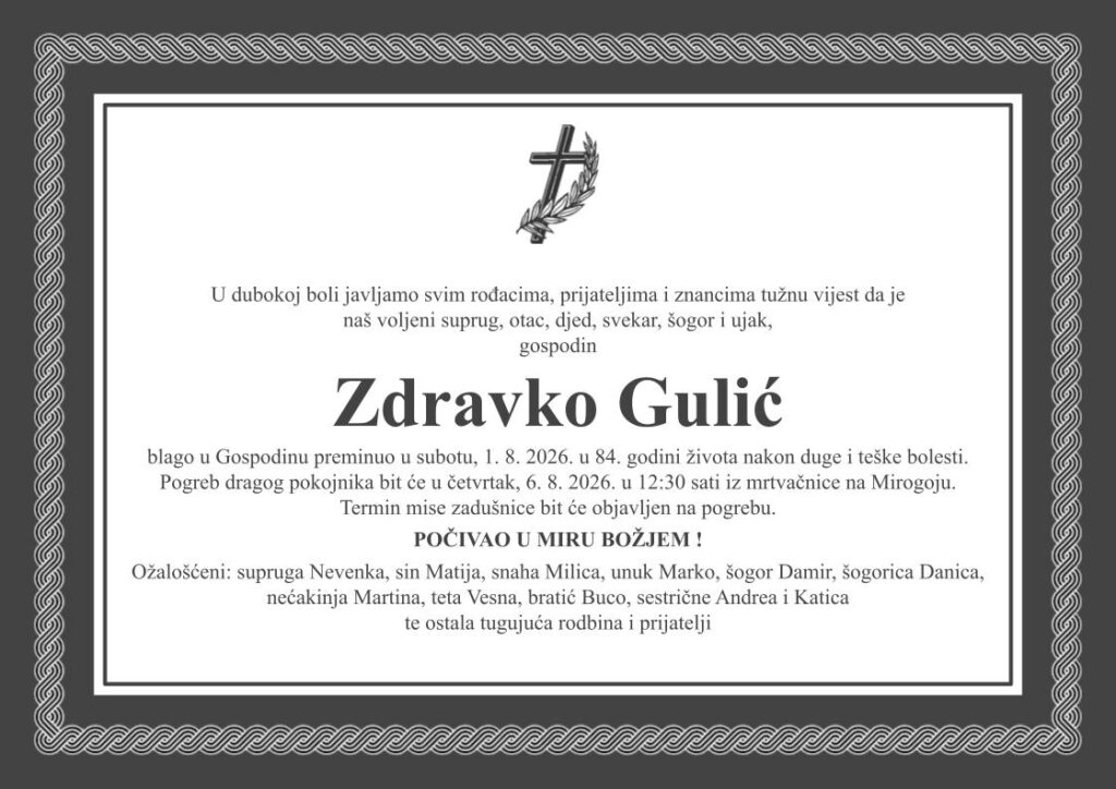 Zdravko Gulić osmrtnica D50 Pleter